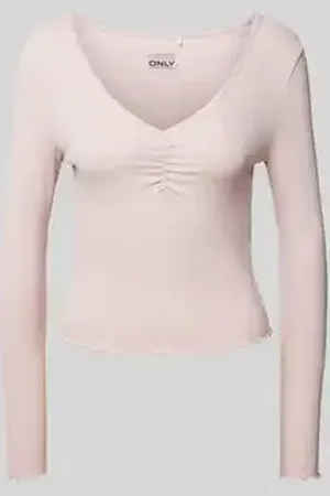 ONLY Slim fit shirt met lange mouwen van katoenmix met boorden met volants, model 