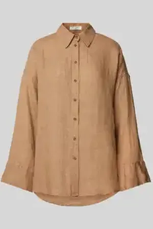 Christian Berg Relaxed fit linnen blouse met overhemdkraag
