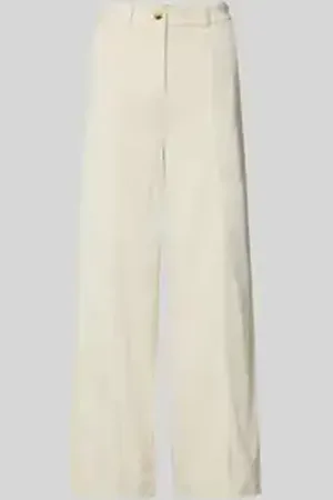 Ichi Wide leg corduroy broek met bandplooien, model 