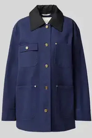 Marc O’ Polo Relaxed fit canvas jack van puur katoen in worker-stijl met afneembare kraag