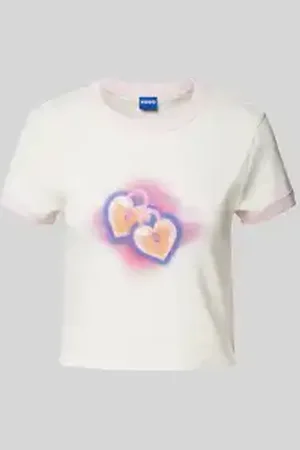 Hugo Blue Kort T-shirt met labelprint, model 