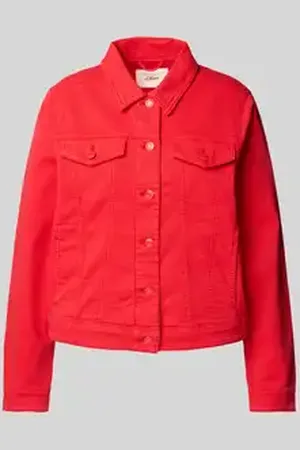 QS by s.Oliver Boxy fit jeansjack van katoenmix met paspelzakken op de borst