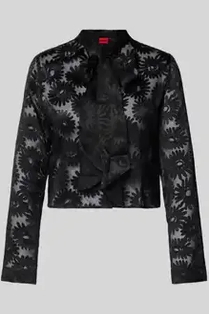 HUGO BOSS Regular fit strikblouse met semi-transparant design