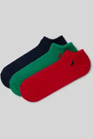 Ralph Lauren Sneakersokken met labelstitching in een set van 3 paar
