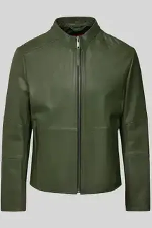 HUGO BOSS Leren jack met opstaande kraag, model 