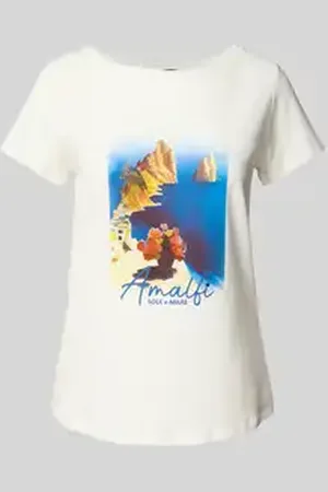 More & More T-shirt met geribde ronde hals