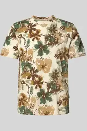 Blend T-shirt met geribde ronde hals, model 