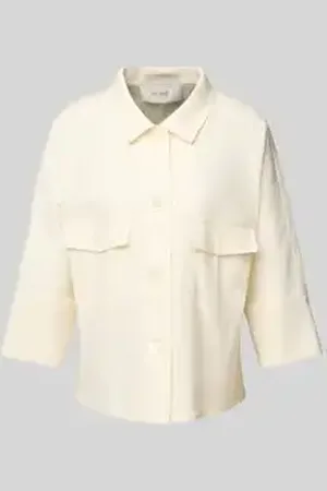 More Regular fit linnen blouse met 3/4-mouwen