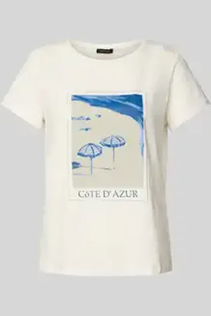 More & More T-shirt met geribde ronde hals