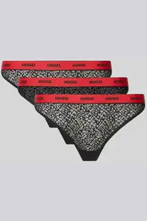 HUGO BOSS String met elastische band met logo in een set van 3 stuks