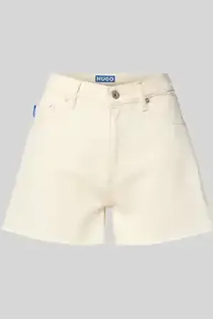 Hugo Blue Korte jeans met labeldetail, model 