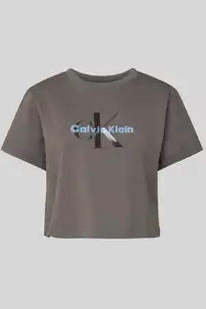 Calvin Klein Kort T-shirt met geribde ronde hals