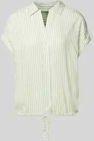 TOM TAILOR Relaxed fit blouse met korte mouwen van puur viscose met V-hals