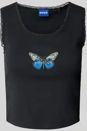 Hugo Blue Tanktop met kant, model 