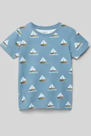 NAME IT T-shirt met geribde ronde hals, model 