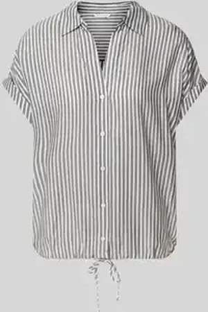 TOM TAILOR Relaxed fit blouse met korte mouwen van puur viscose met V-hals