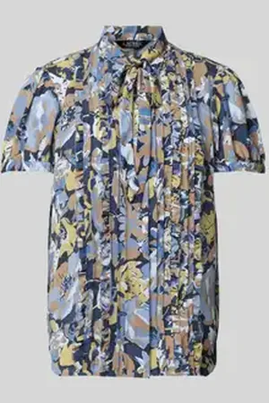 Ralph Lauren Regular fit strikblouse met plooien, model 