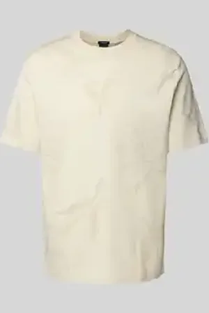 HUGO BOSS T-shirt met geribde ronde hals, model 