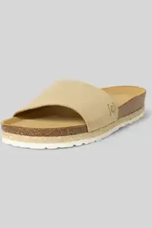 Espadrij Slippers van leer met reliëflogo, model 