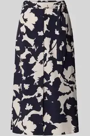 Comma, Midirok van viscose met blinde knoopsluiting en strikceintuur