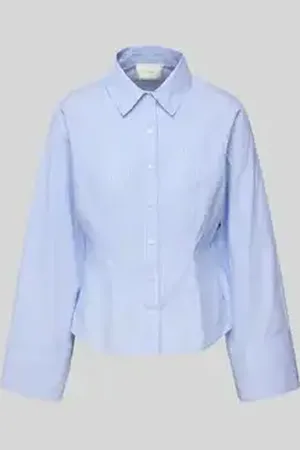 Neo Noir Blouse met sportmanchetten en kentkraag