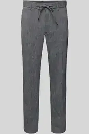 HUGO BOSS Regular tapered fit linnen broek met tunnelkoord, model 