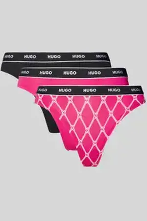 HUGO BOSS String met elastische band met label in een set van 3 stuks