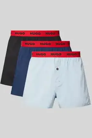 HUGO BOSS Boxershort met elastische band met label in een set van 3 stuks