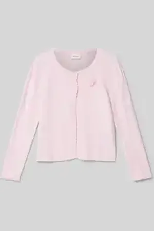 QS by s.Oliver Regular fit cardigan met gegolfde zoom en bloemenapplicatie