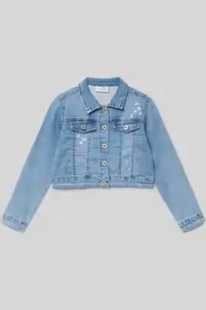 happy girls Jeansjack met motiefstitching