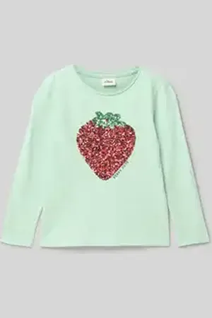 QS by s.Oliver Regular fit shirt met lange mouwen en pailletten