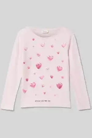 QS by s.Oliver Regular fit shirt met lange mouwen van katoenjersey met siliconenprint
