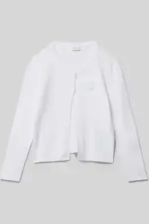 QS by s.Oliver Regular fit cardigan met gegolfde zoom en bloemenapplicatie