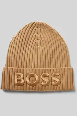 HUGO BOSS Beanie met labelstitching, model 
