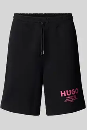 Hugo Blue Baggy fit sweatshorts met labelprint, model 