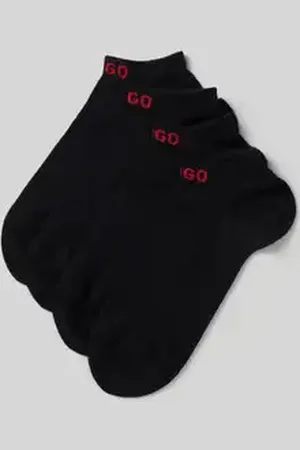 HUGO BOSS Sneakersokken met logostitching in een set van 4 paar