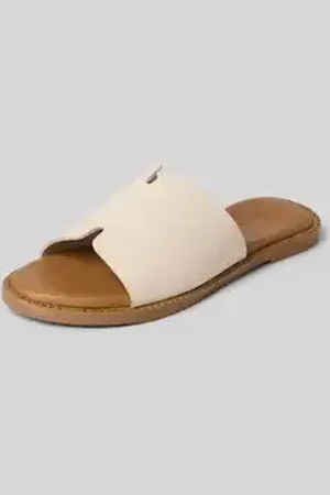 Tamaris Slippers van leer met licht gestructureerde zool