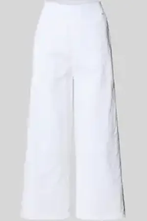 Marc Cain Wide leg stoffen broek met broderie anglaise