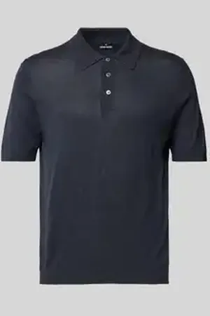Gran Sasso Slim fit zijden poloshirt met ribboorden