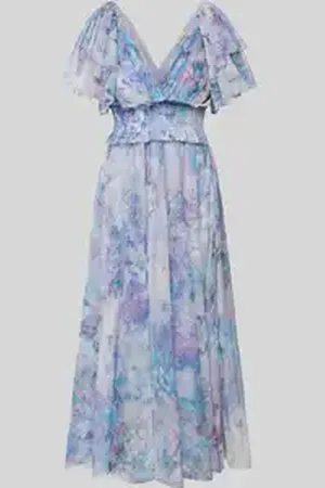 Lace & Beads Knielange cocktailjurk met V-hals