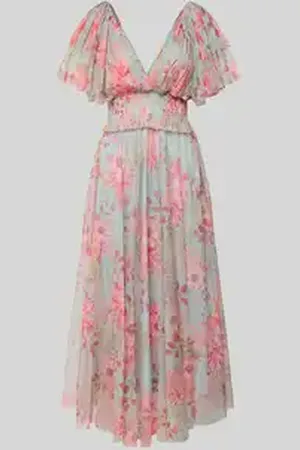 Lace & Beads Knielange cocktailjurk met V-hals