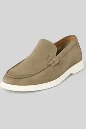 HUGO BOSS Leren loafers met label in reliëf, model 