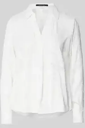 Comma, Regular fit blouse met platte kraag en V-hals