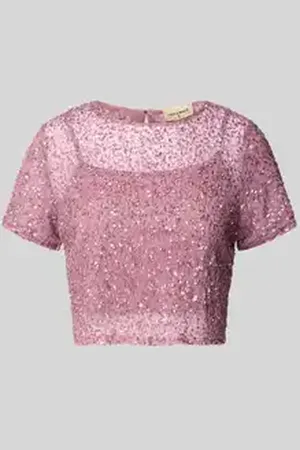 Lace & Beads Kort T-shirt met strass-steentjes