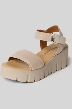 Tamaris Sandalen van leer met geprofileerde plateauzool