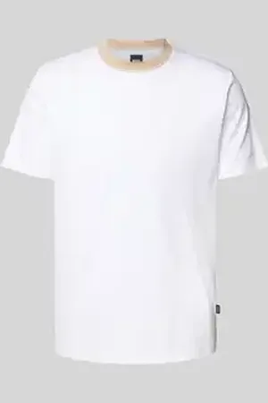 HUGO BOSS T-shirt met geribde ronde hals, model 