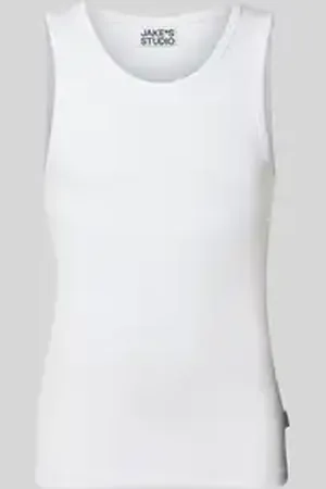 Jake*s Tanktop met ronde hals en labeldetail