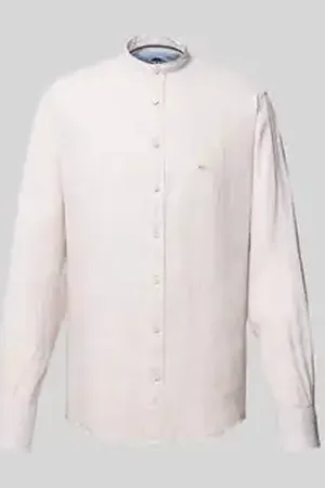 Fynch-Hatton Slim fit linnen overhemd met opstaande kraag