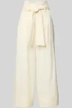 More Wide leg linnen broek met strikceintuur