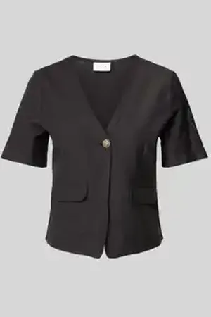 VILA Regular fit blouse met knoopsluiting en klepzakken